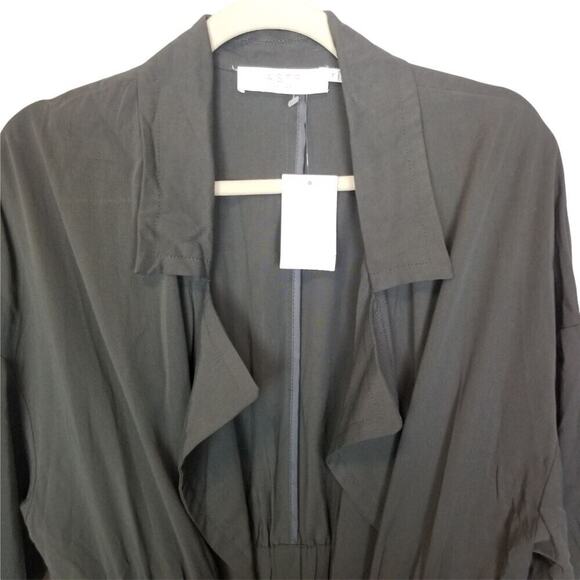 ASTR The Label Womens Tie Front Duster Trench Coat Sz M Relaxed Minimalist Olive - Picture 2 of 9